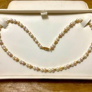 Pink and white pearl necklace